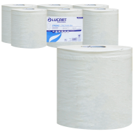 Rola prosop de hartie, alba, pentru dispenser cu extragere centrala, Lucart L-One Maxi, 2 straturi, 6 role, 450 foi